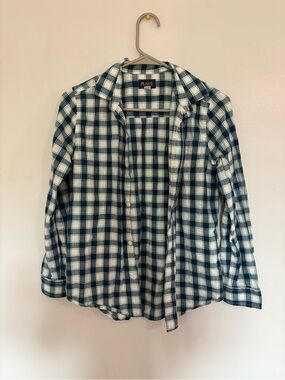 Place Boy’s Blue and White Plaid Button-Down Shirt